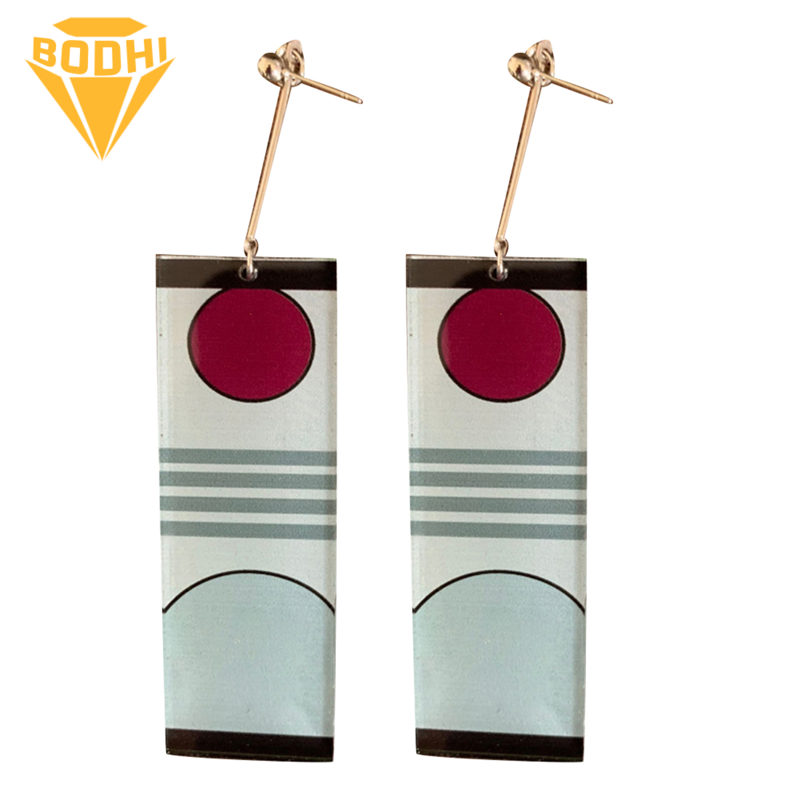 Stud Earrings Rectangle Drop Anime Design Acrylic Anime Jewelry Accessory Earrings for Daily Wear. 