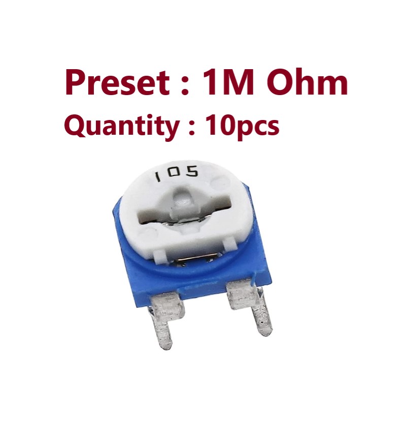 10 pcs of 1M Ohm 105 Semi Fixed Variable Resistor Preset