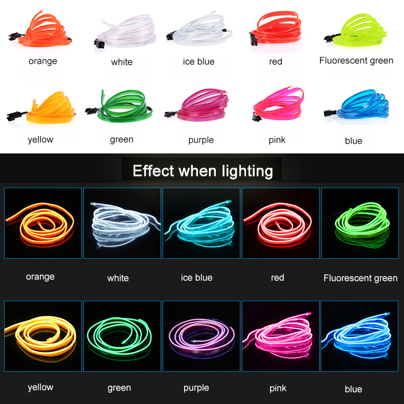 Orrange - 5M EL Car Styling Cold Light Ambience Lamp Line Car Lights Neon Car LED Interior Atmosphere Light Strip - ORRANGE. 