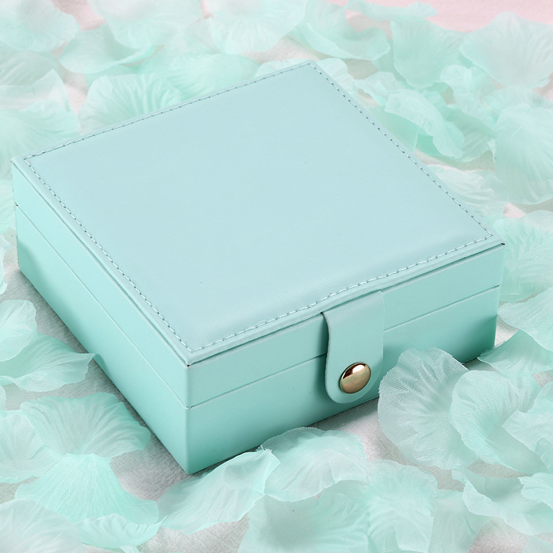 Portable Lock Fashion And Elegance Movable Partition Lock Jewellery Box Jewelry Box Single-layer PU Simple Box. 