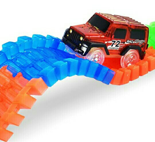 Glow Racing Track Car Set Led Light Track Car Flexible Glowing Tracks Toy 56 pcs Race Track Flexible Railway Car Toys. 