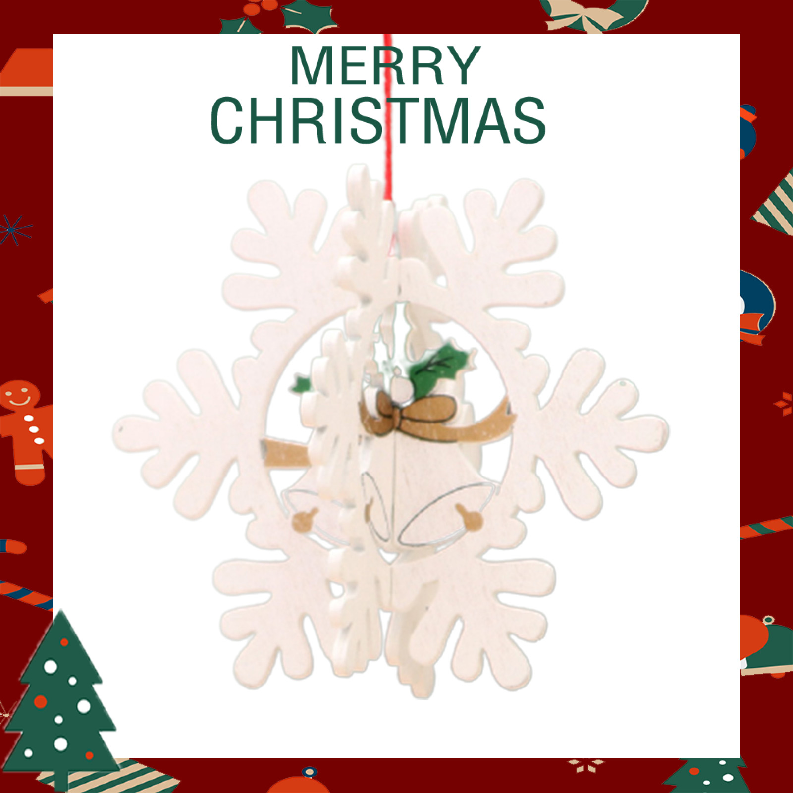 Christmas Tree Pendant Decorative Three-dimensional Tree Elk Craft Vintage Christmas Party Pendants Ornaments Home Decor. 