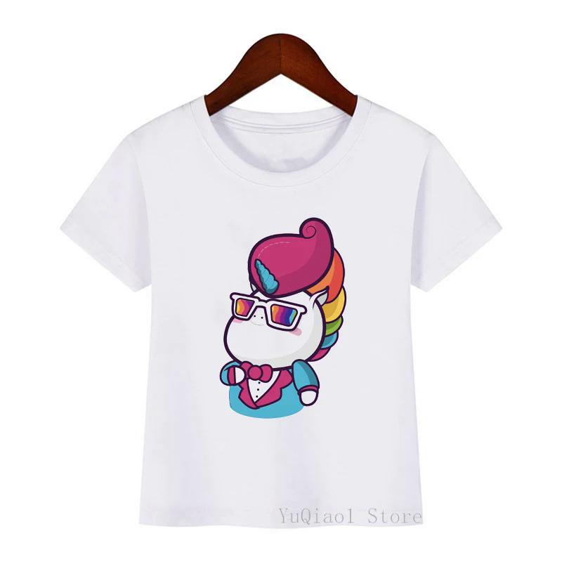 Cute cartoon panda/unicorn print kids clothes lovely boy girl T-shirt top summer white camisetas Child T shirt tee casual tshirt. 