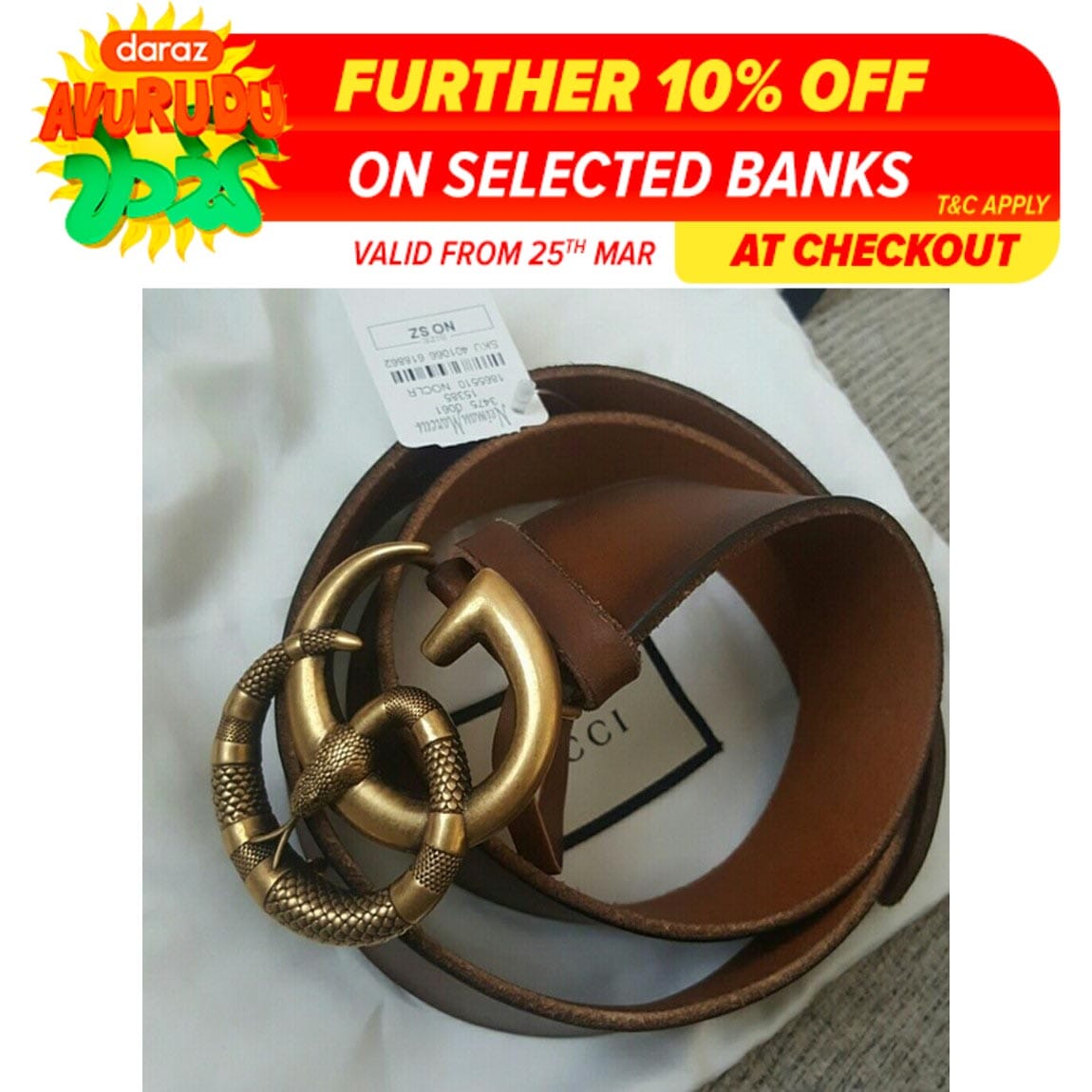 leather belt with double g buckle with snake