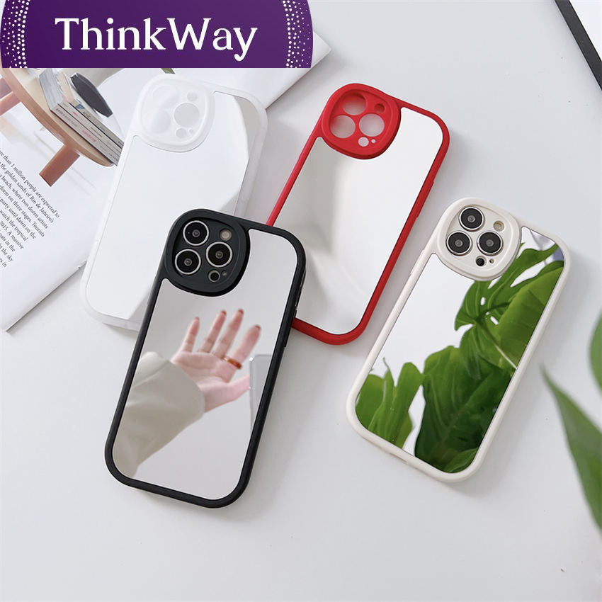 【ThinkWay】Fashion Mirror Phone Case For iPhone 13 12 11 Pro XS Max XR Makeup Mirror Back Cover For iPhone SE 7 8 Plus Protector Case. 