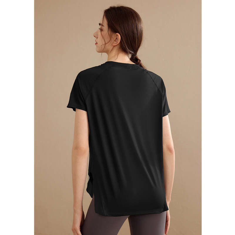 Maglietta sportiva da donna a maniche corte, comoda e traspirante, per yoga, ad asciugatura rapida, di alta qualità, per allenamento di corsa professionale._voghion.com