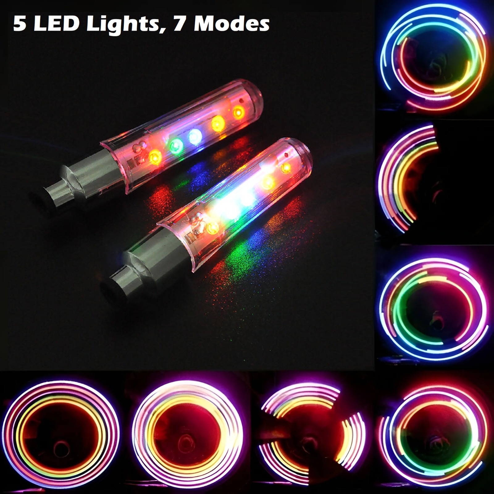 LED Tyre Wheel Valve Cap Light Waterproof Shockproof Car Bicycle Motorcycle 2PCS Dust Cup Valve Light. 