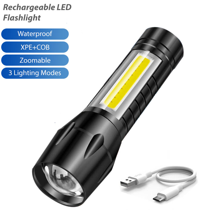 Camping Torch Light Mini Police Touch |  Rechargeable Tourch Light / Touch light LED Flashlight 100 Meter / Camping Light Full Metal Body 3 Modes