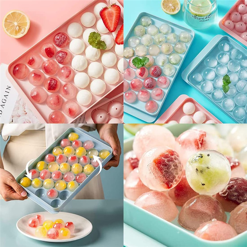 Round Ice Tray Ice Hockey Mold Circle Ice-Cube Tray Plastic for Refrigerator for Ice-Cold Cocktails, Whisky Tea and Coffee. 