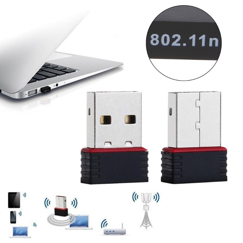 High Speed 150Mbps 2.4 Ghz Nano Wireless USB 2.0 Wifi Adapter 802.11N Windows, Linux, Mac OS. 