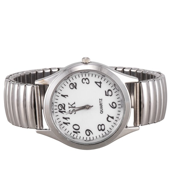 【ThinkWay】Big Numbers Stretchy Steel Men Lady Sports Wrist Watch 1.4. 
