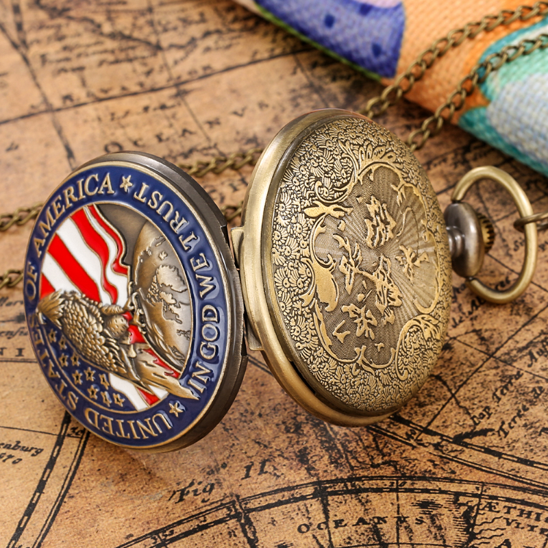 【FOOT SOFA】Classic American Presidential Torch Eagle Free Design pocket Watch for men and women Vintage quartz Arabic numerals. 