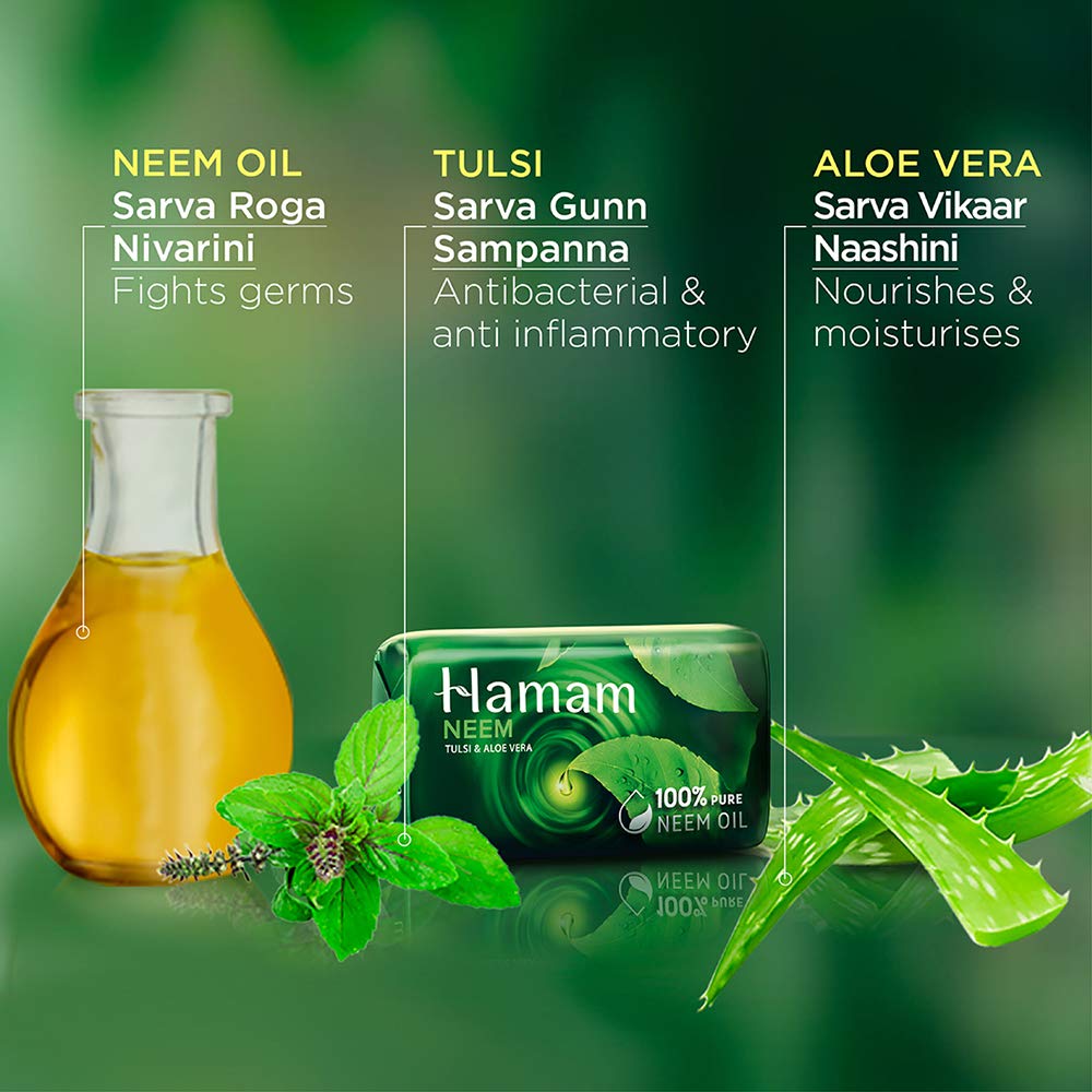 Hamam Soap Bar 100gm -  Hamam Neem SOAP Bar 100g  (Made in India) - 1 PCS. 