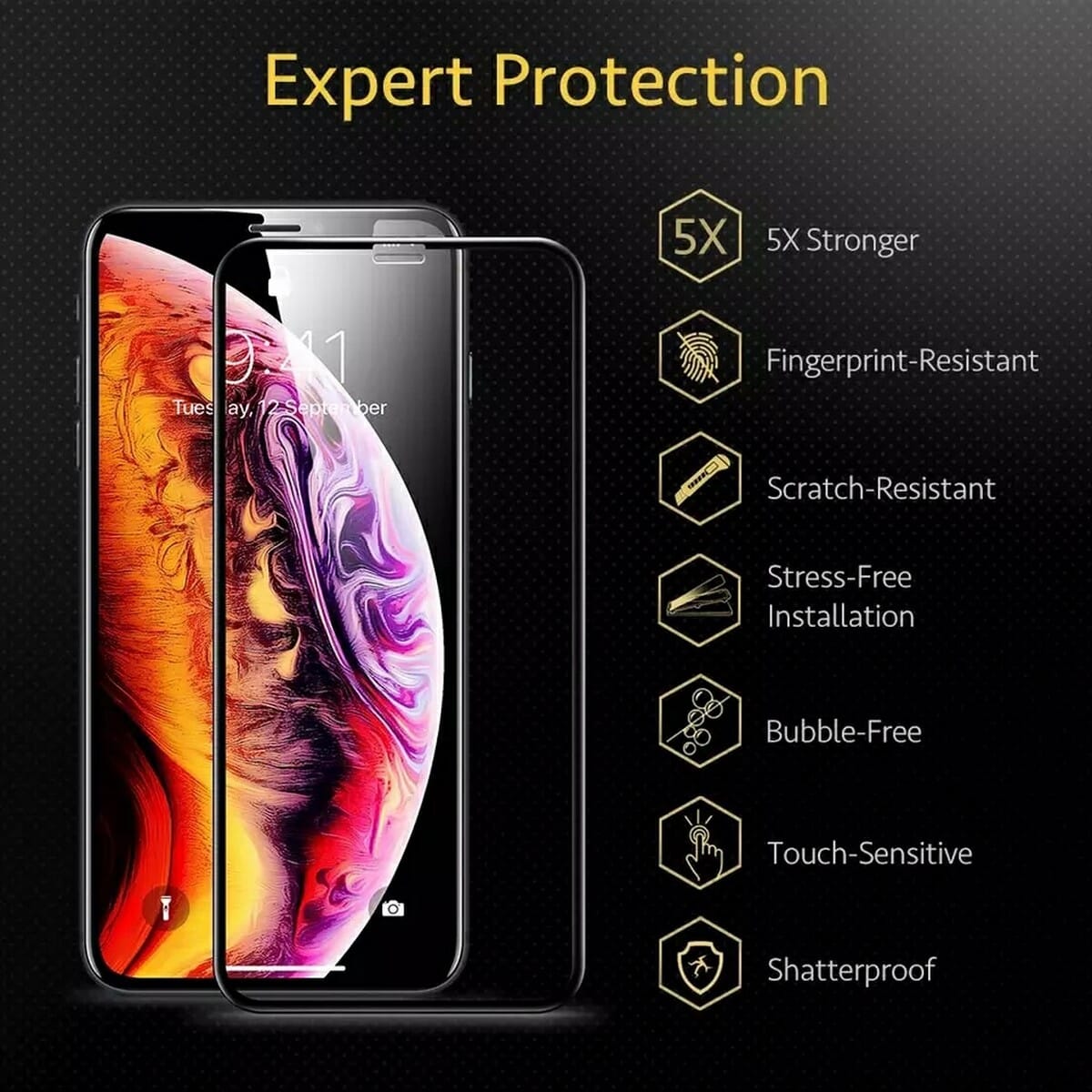 iPhone XR Tempered Glass Screen Protector - Full glue