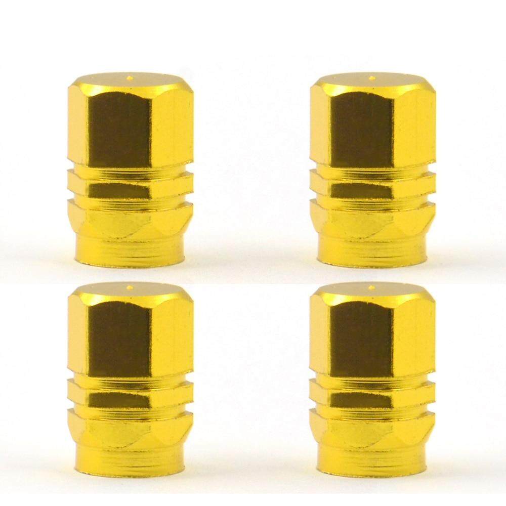 4pcs set of Gold Dust Caps Valve AIR Tire Caps Hexagon Shape Metallic Caps. 