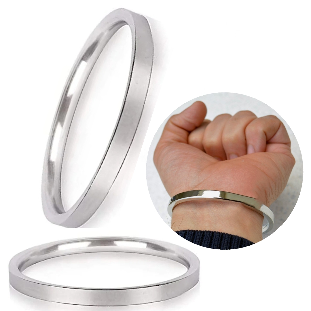 Stainless Steel Men’s Wrist Bangle 23cm Round Fashion Jewelry Gift. 