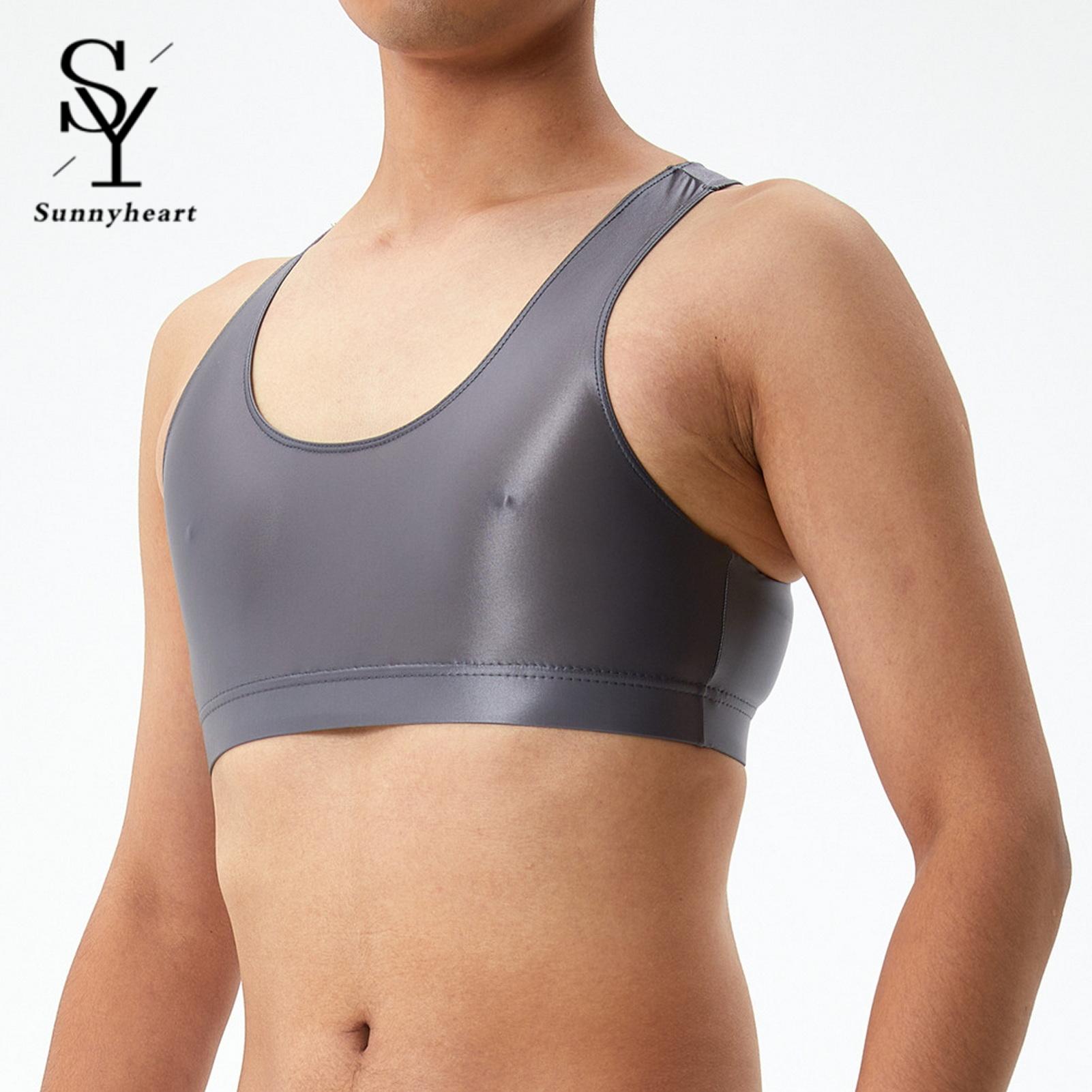 Sunnyheart Men Round Neck Vest Men's Silky Glossy Tank Top S veless Raceack O-neck Solid Color Skinny Smooth Surface Shirt Breathable Men Vest. 