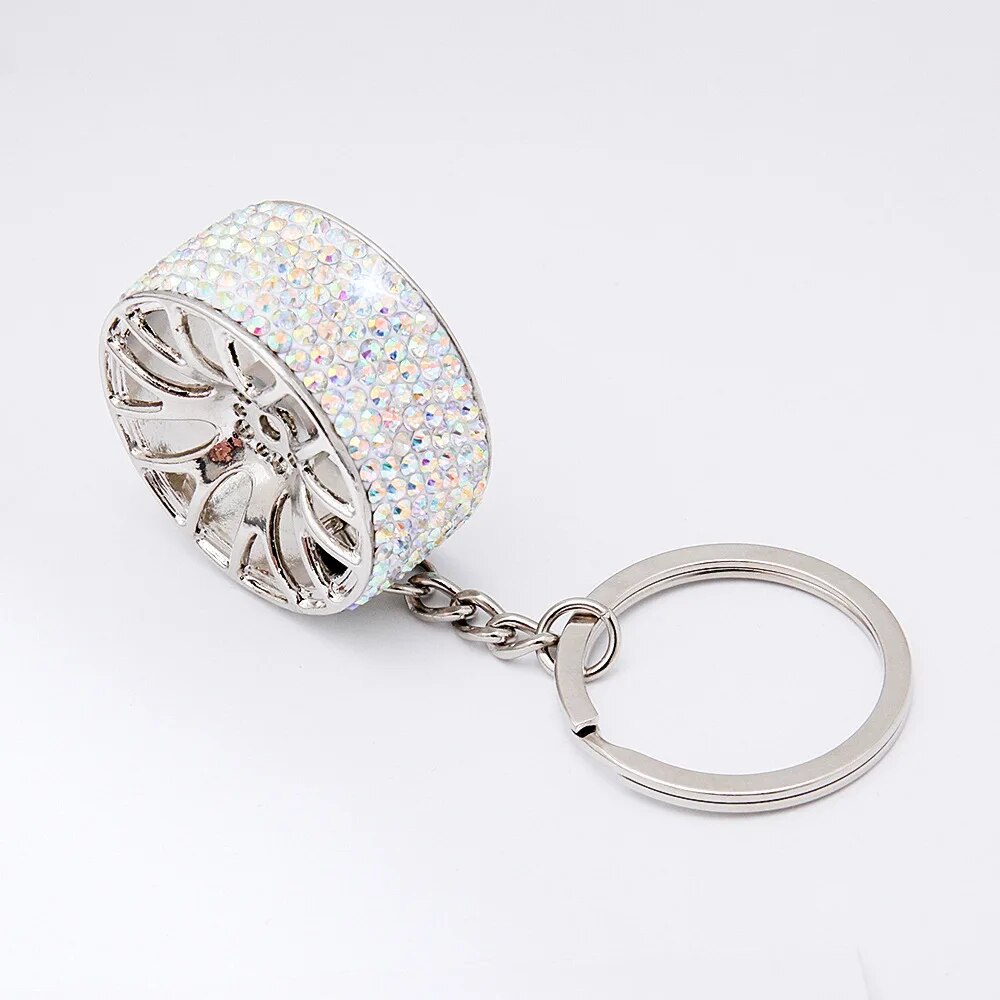 Car Crystal Keychain Tire Wheel Rim Key Ring 3D Keychain Creative ...