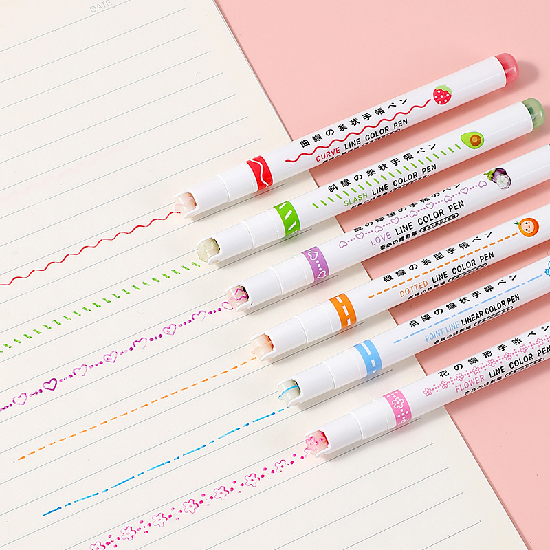 RHS Online 3/6 Colors Curve Line Pen Art Marker Linear Color Pens Diary Journal Drawing Pens