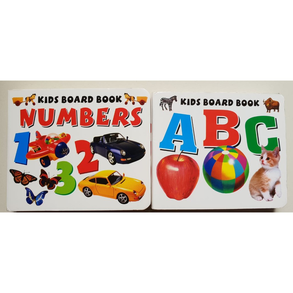 2 Pcs Kids Board Books  ABC Alphabet & Numbers Book with Pictures. 