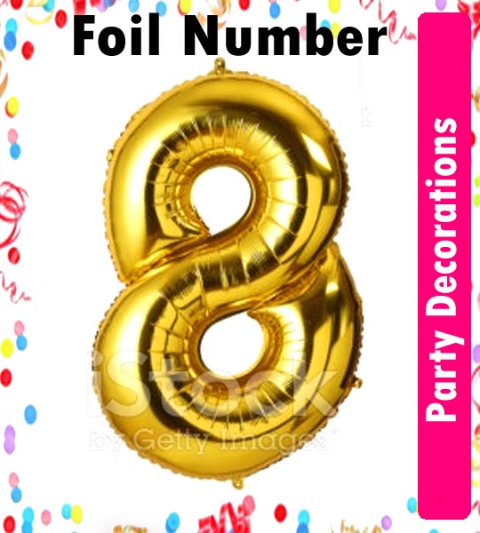 16" Foil Numbers Gold Balloon Numbers 0 - 9 Birthday Party. 