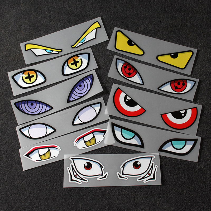 【Hot】 Anime Naruto Figure Sticker Uchiha Itachi Sharingan Madara Rinnegan Eyes Stickers Car Light Helmet Window Reflective Stickers. 