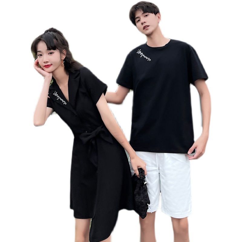 Couple's Clothing Suit Summer Clothes One Dress New Trendy French Slimming Dress Design Sense roora Skirt. 