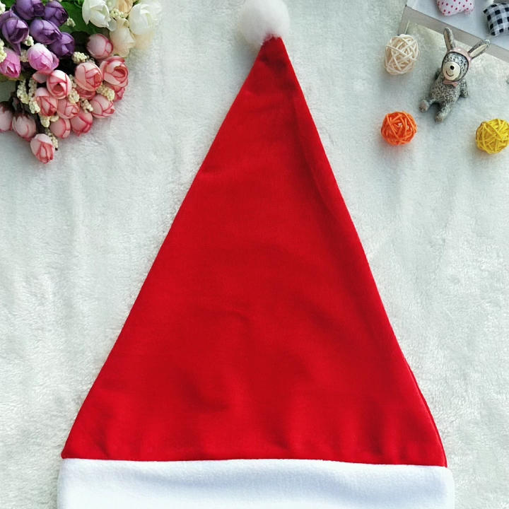 Christmas Hat Party Adult Santa Hat Printed Red And White Xmas Cap For Santa Claus. 