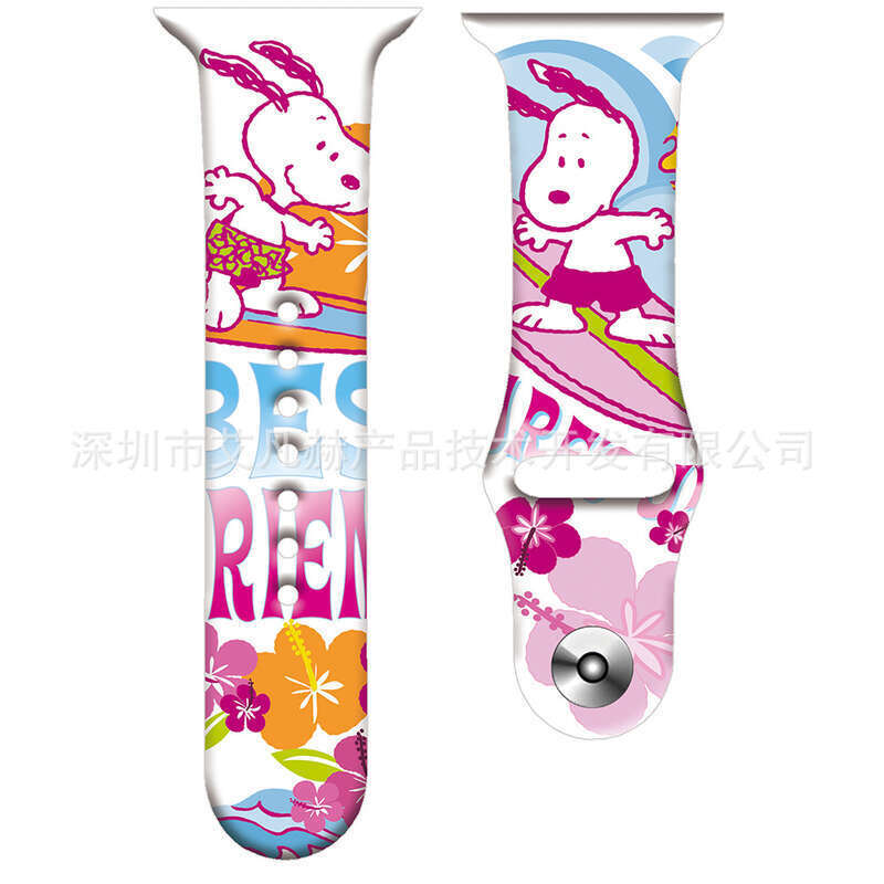Cartoon animated Snoopy Garfield pattern silicone suitable for Watch strap Apple iWatch 7. 