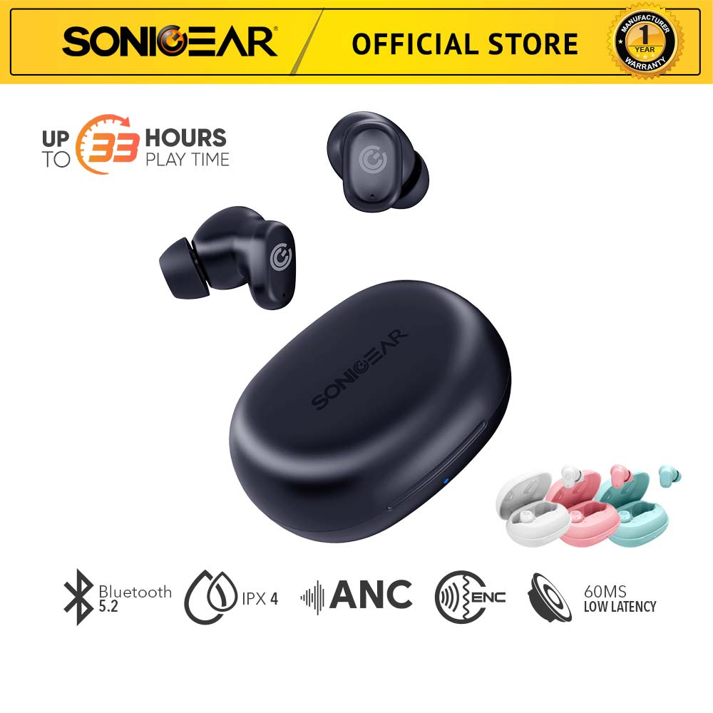 SONICGEAR TWS 16 ANC BLUETOOTH IPX 4 WIRELESS STEREO EARBUDS