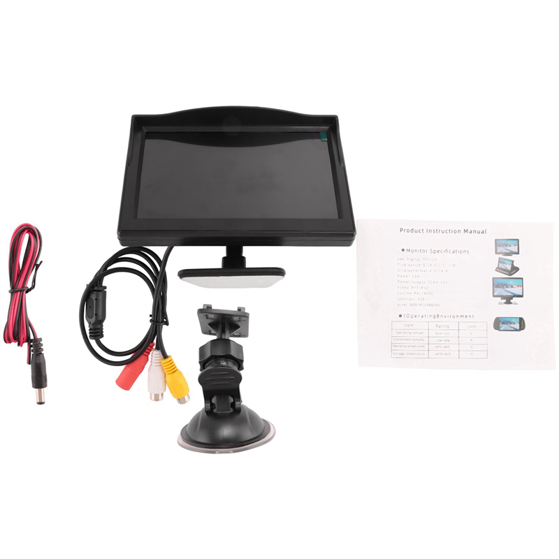 OYPFXMI 6pcs 5 Inch 800X480 TFT LCD HD Screen Monitor with Dual Mounting Bracket for Car Backup Camera/Rear View/DVD. 