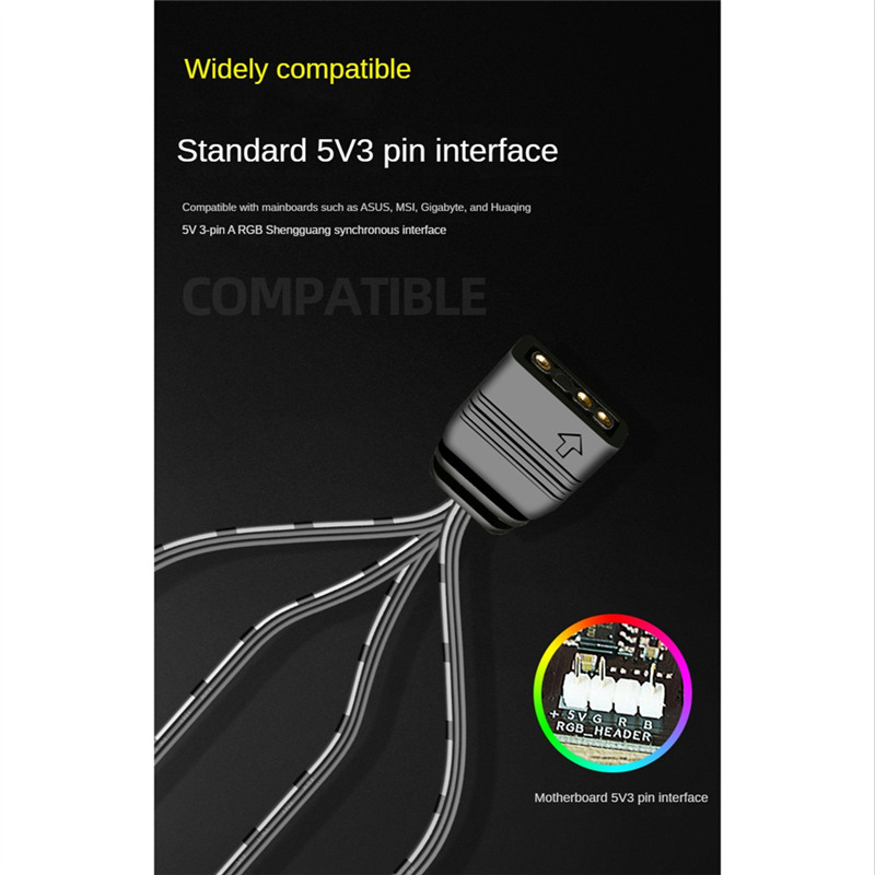COOLMOON 5V 3Pin to SATA RGB Controller ARGB Controller Controller HUB Computer Fan LED Lighting RGB Control Cable. 
