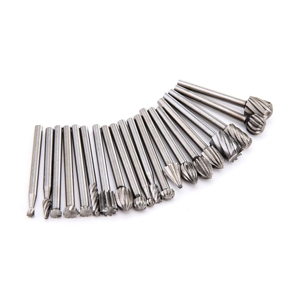 Electric Grinder Accessories High Speed Steel Grinding Bit Drill Bit Grinding Head Alloy Rotary File Woodworking Milling Cutter 20pcs. 