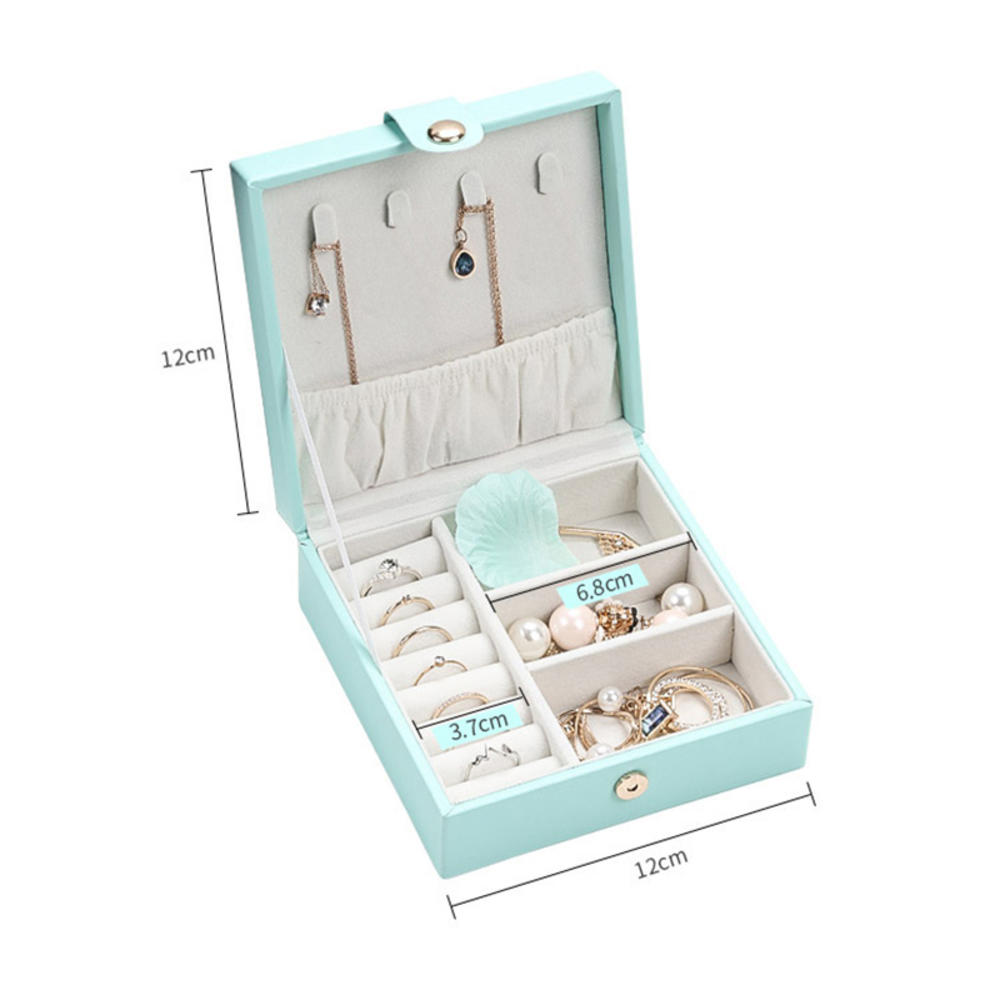 Portable Lock Fashion And Elegance Movable Partition Lock Jewellery Box Jewelry Box Single-layer PU Simple Box. 