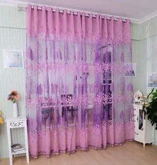 Dyq 1pc 250 100cm Living Room Curtain Floral Tulle Door Window