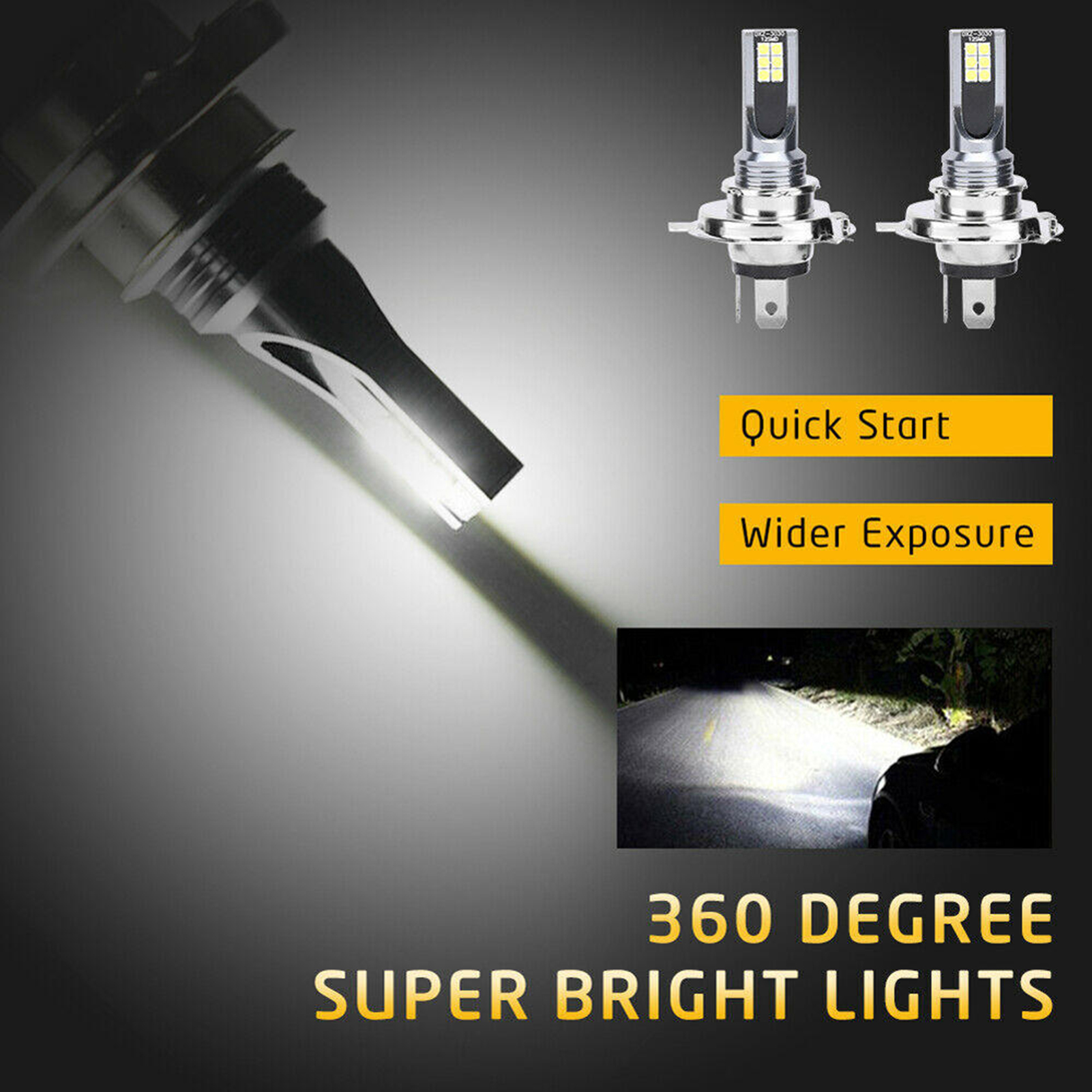 Car Headlight Simple Installation DC 9V-36V Car Headlight. 