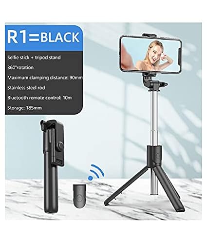 Wireless R1 Bluetooth Selfie Stick Remote Included, Hold up stand Selfie Stick. 