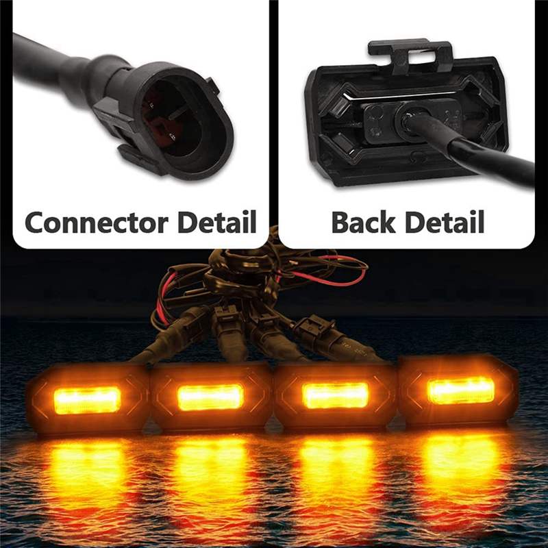 4PCS Car LED Front Grill Lights External Grill Lamp Smoke Amber Light Replacement Car Accessories. 