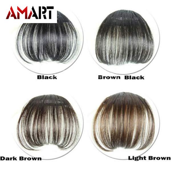 Women Clip Bangs Hair Extension Fringe Hairpieces False Synthetic Hair Clips Front Neat Bang. 