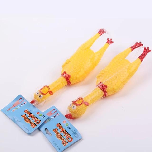 Pets Dog Toys Shrilling Screaming Chicken Squeeze Sound Toy for Dogs Super Durable & Funny Squeaky Yellow Rubber Chicken Dog Chew Toy. 