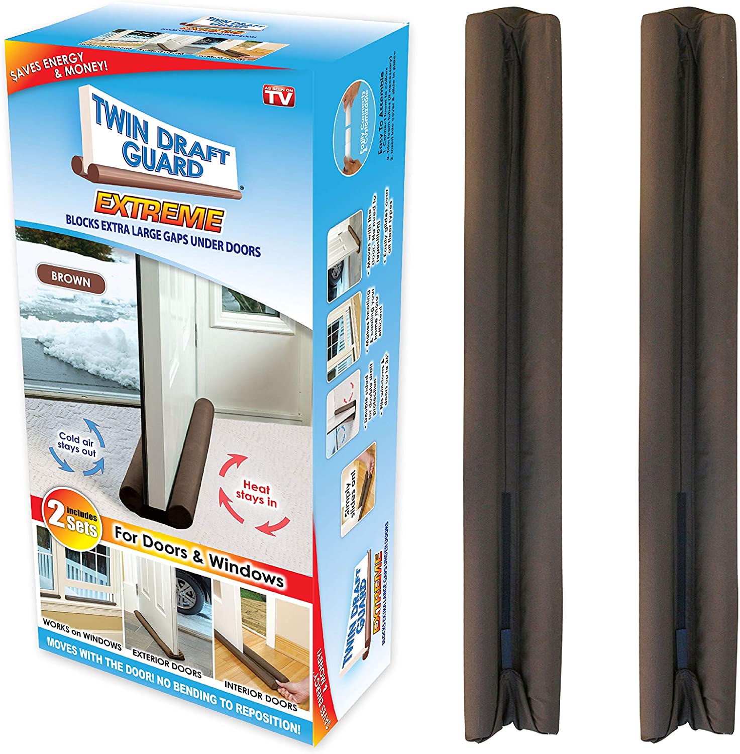 Twin Draft Guard  Energy Saving Under Door Draft Stopper, Set of 2,. 