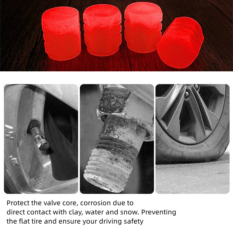 Luminous Valve Caps Fluorescent Red Night Glowing Car for Suzuki Alto 800 K10 FF GF HA12 HA23 Swift Grand Vitara. 