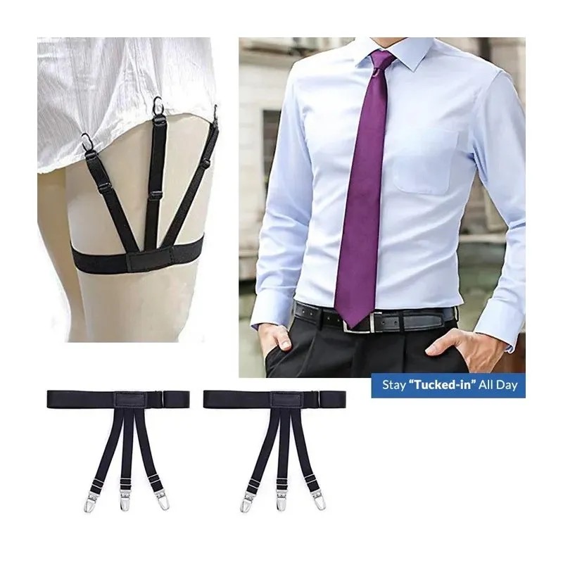 Pair of Unisex Garter Suspender Shirt Stay Clip Dress Shirt Holder Straps Non-Slip Shirt Clip Shirt Stays Shirt Holder Men Dress Shirt Garter Stays Keep Tuck Non-Slip Clips Non-Slip Locking Clamps Garter Straps Suspenders Anti Slip Shirt Pull Down Shirt