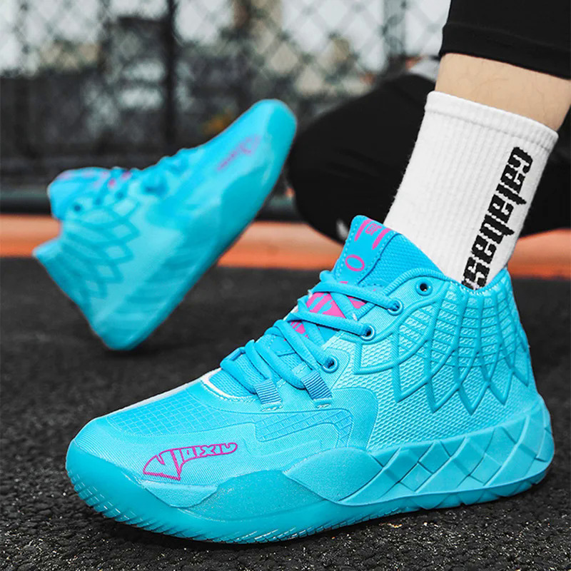 L Melo 1.0 Style Basketball Shoes for Uni Flame Kids Sneakers Breathable Mid Cut Men's Basketball Shoes Sports Training Boots. 