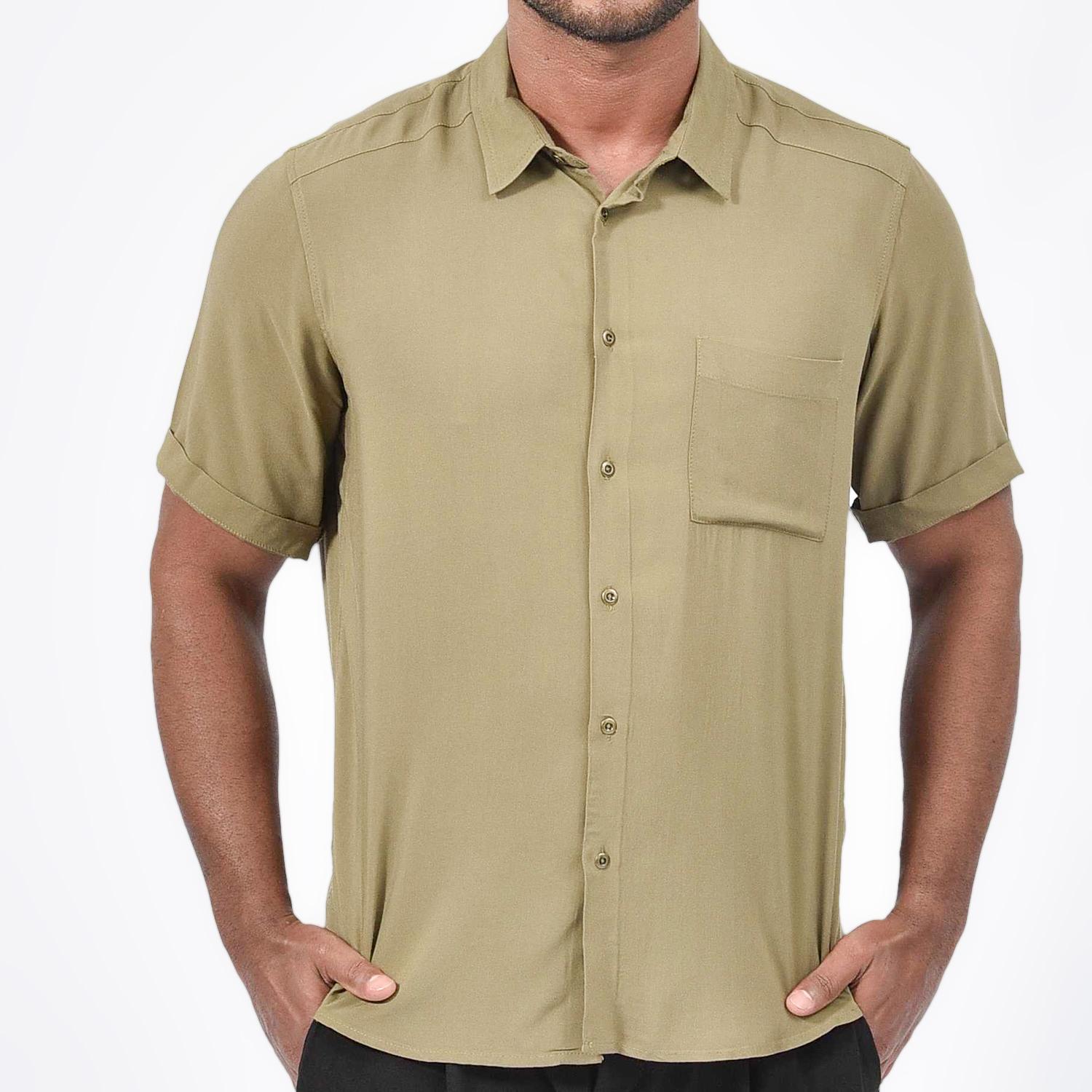 Mens tan short sleeve button up Clearance