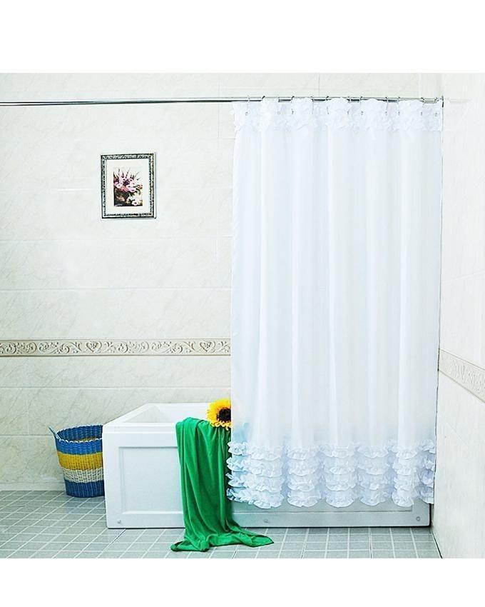 A Plus Home Shower Curtains At Best S In Sri Lanka Waterproof Lace Shower Curtain With 12pcs Hooks White