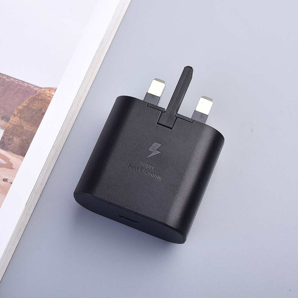 Samsung Galaxy A23 A33 A53 A52 A72 F23 S21 Charger UK Plug 25W Super Fast Charging Power Wall Adapter EP-TA800 USB Type C Cable. 