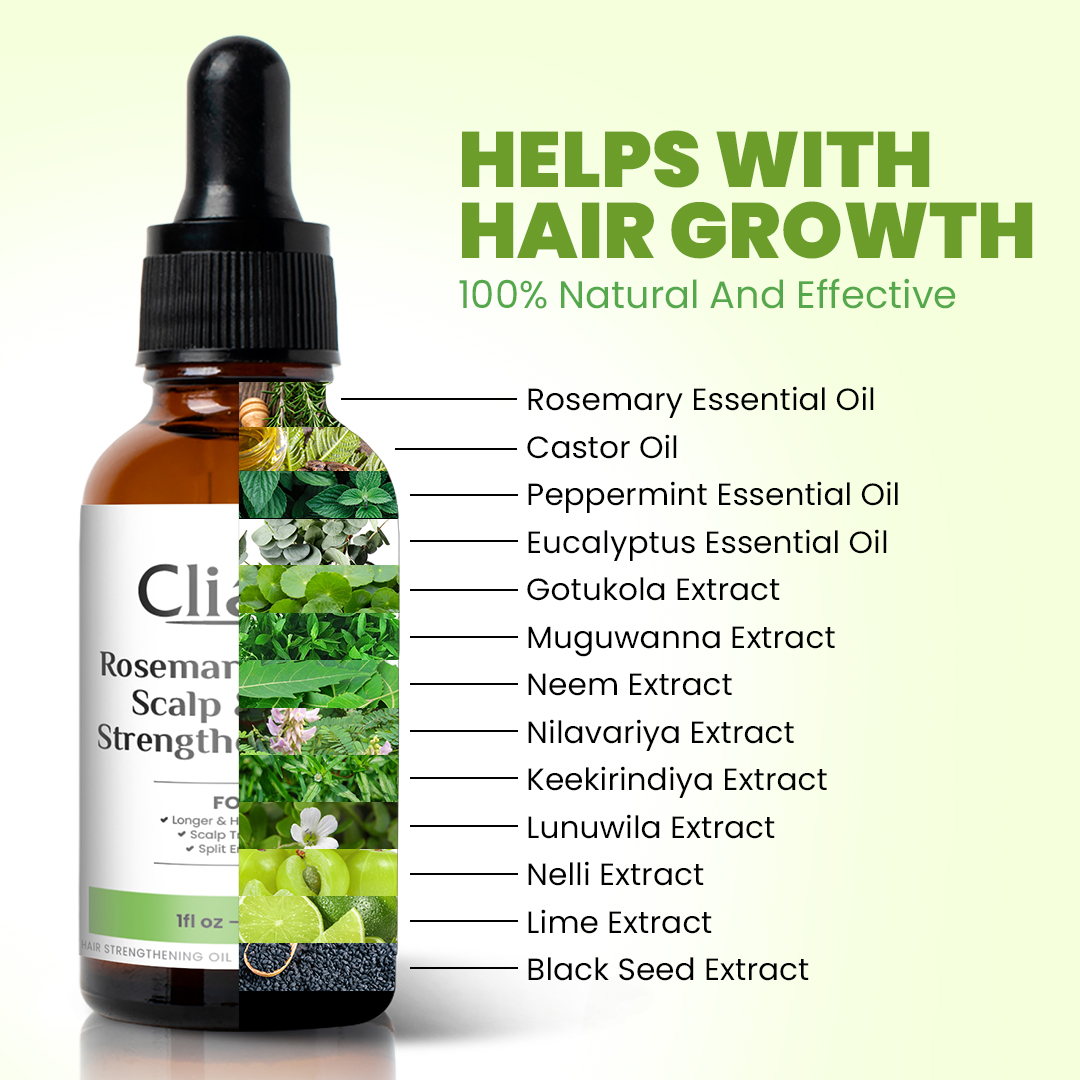 Cliara Rosemary Castor Scalp & Hair Strengthening Oil 30ml. 