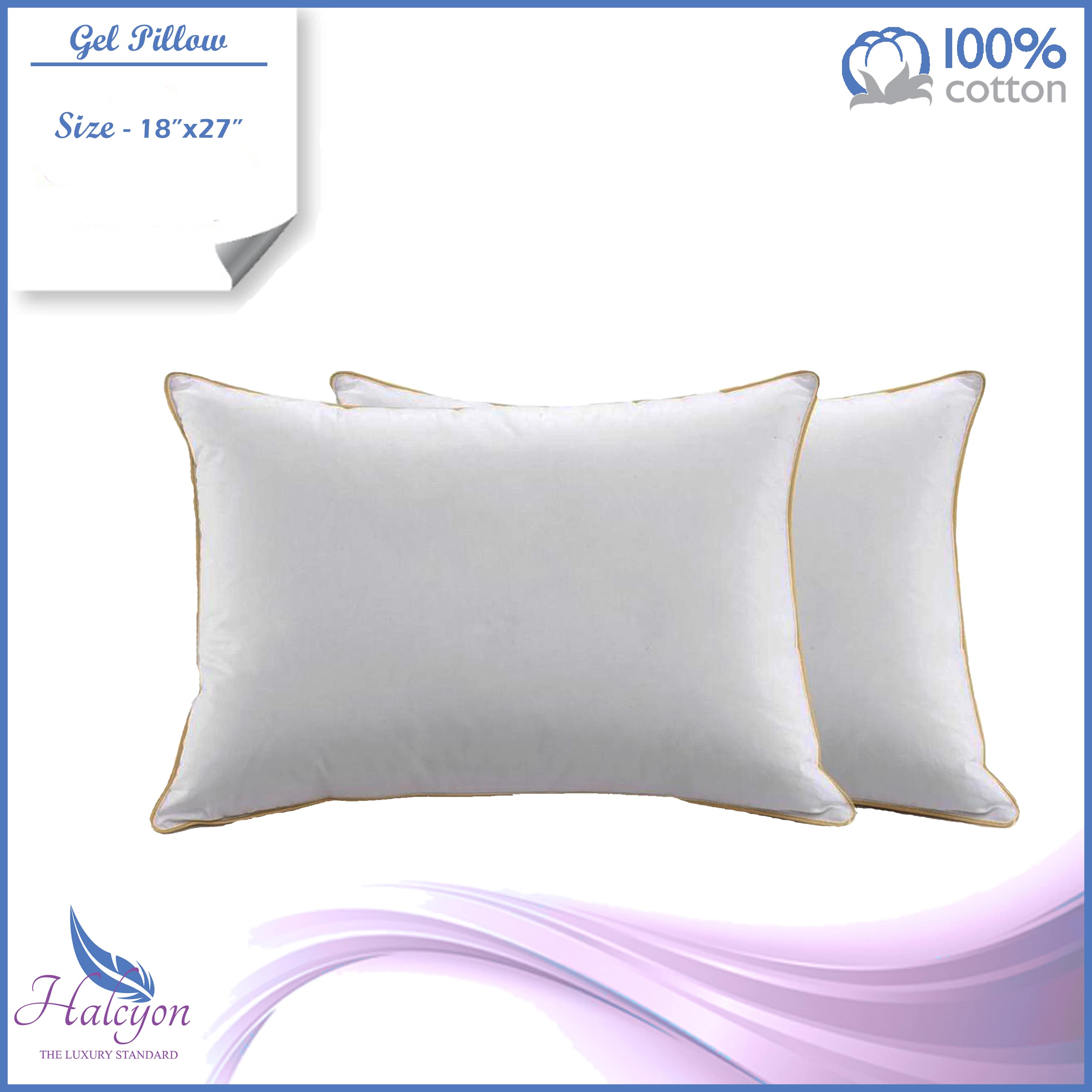 Halcyon Premium Gel Pillow - Micro Gel Fiber (18"x27"). 