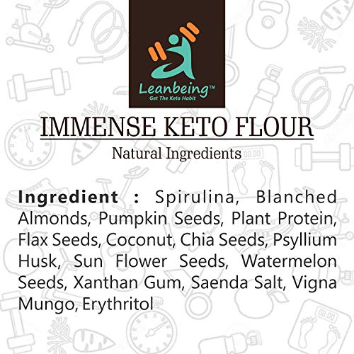 Leanbeing Immense Keto Flour with Benefits of Spirulina 500G | Only 3% Net Carbs. | Low Carb Gluten Free Flour (FROM INDIA) JEZ. 
